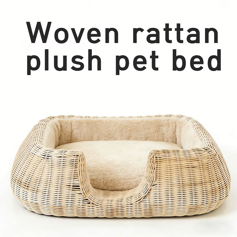 Tvättbar Rattan Cat Bed/husdjurssäng för hela-säsongen